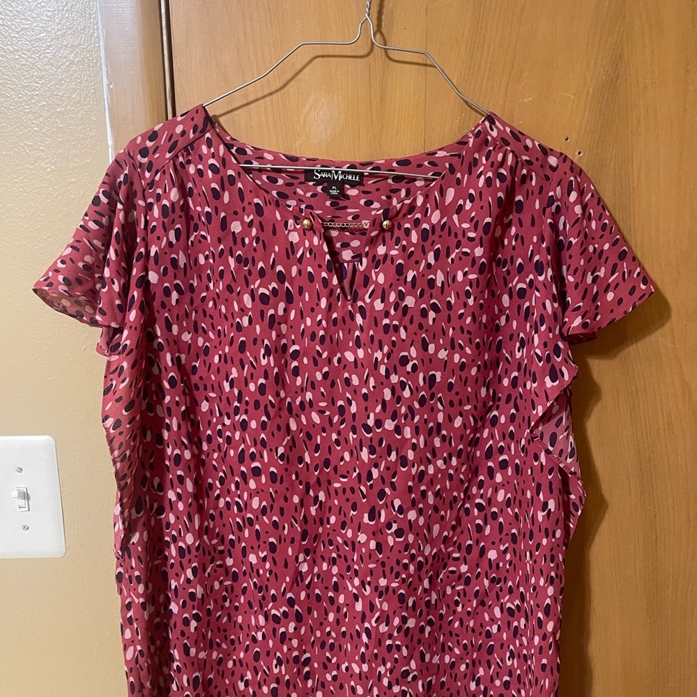 Sara Michelle Women's Raspberry Patterned Blouse